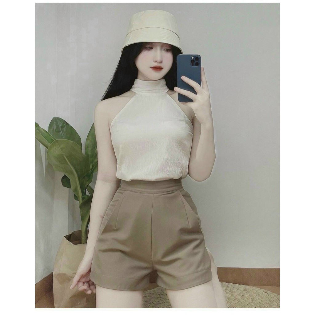 Set Bộ Áo Cổ Yếm Và Quần Ngắn Thời Trang Rose Fashion