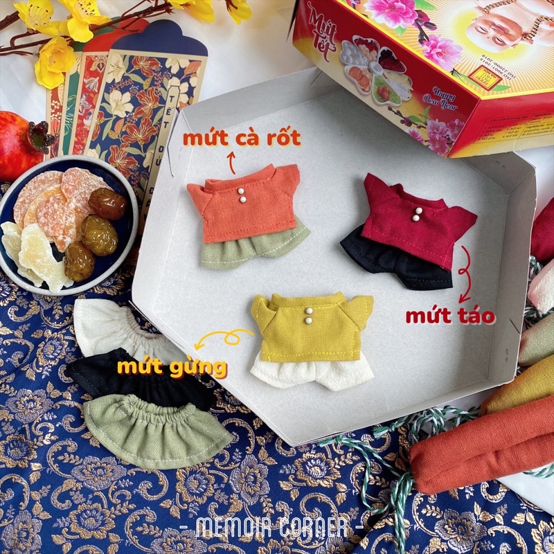 Outfit Doll 10cm 15cm 20cm - Áo dài &quot; Mứt Tết &quot; / tủ đồ Memoir