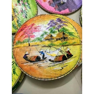 Mây tre- Tranh vẽ trên mẹt trang trí nhà cửa -Tre HN