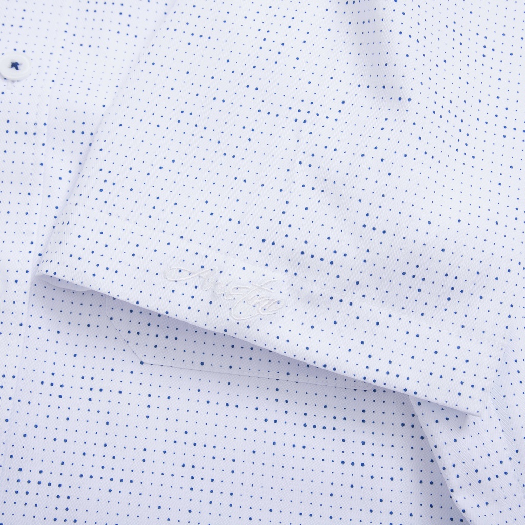 [MẪU MỚI] Áo sơ mi nam ngắn tay ARISTINO họa tiết trắng in chấm xanh lịch lãm, nhã nhặn- ASS066S2