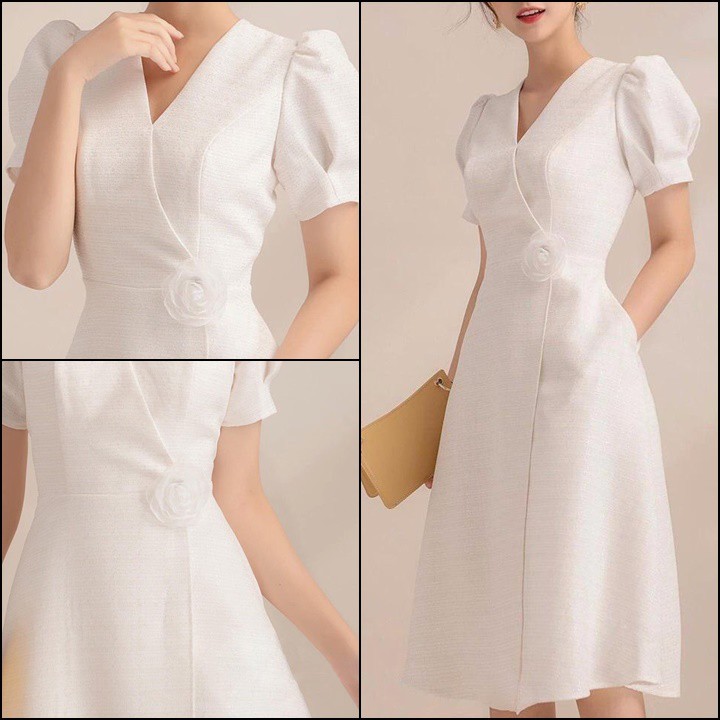Đầm Xòe Đắp Chéo Cài Hoa Misa Fashion Sang Trọng, Nữ Tính, Giá Rẻ - MS380 | BigBuy360 - bigbuy360.vn