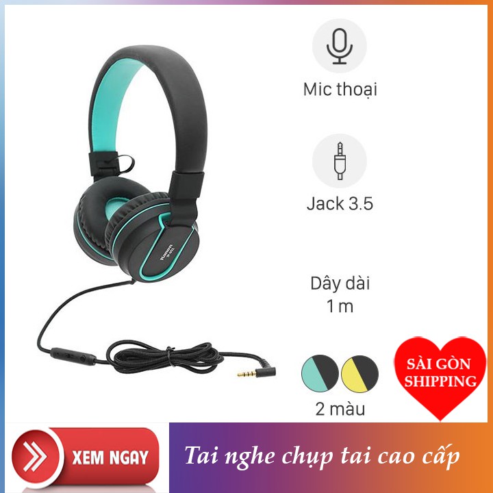 Tai nghe chụp tai Kanen 2906linh có mic cho điện thoại laptop chuyên gaming màu xanh đen