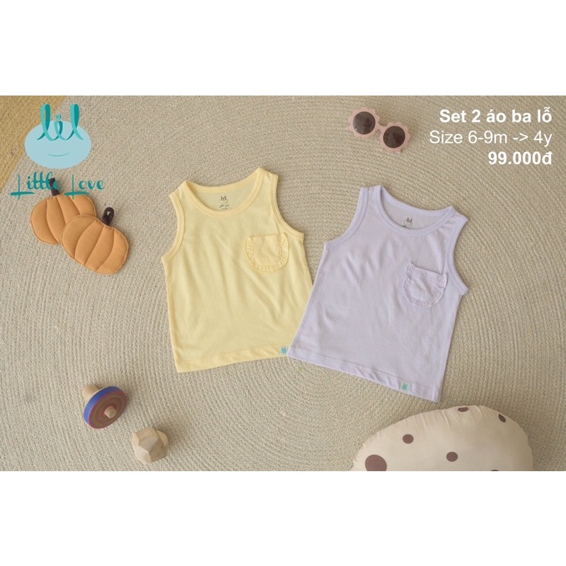 [CHÍNH HÃNG] Set 2 áo ba lỗ Bé trai/ gái trẻ em Little Love(9m-4y)