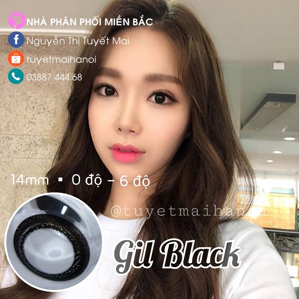 Lens Cận Màu Đen Tự Nhiên Không Giãn Gil Black 14mm - Kính Áp Tròng Hàn Quốc Vassen Sexy Me