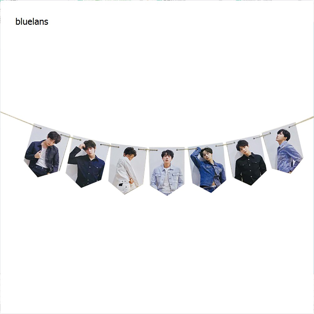 bluelans♘Kpop BTS Blackpink GOT7 Paper Poster Photo Hanging Flag Bunting Banner Decor