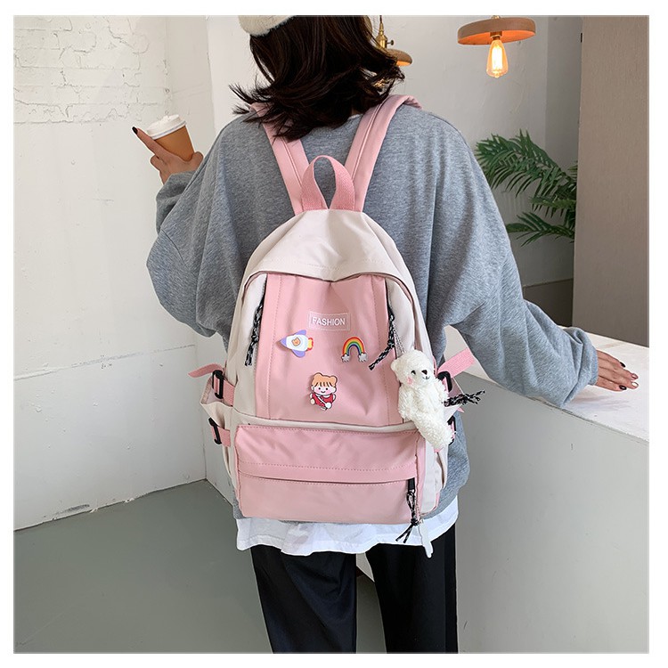 Balo ulzzang đi học chống thấm phối màu cao cấp BAG U AJO25