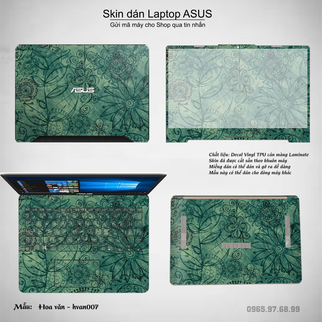 Skin dán Laptop Asus in hình Hoa văn nhiều mẫu 2 (inbox mã máy cho Shop)