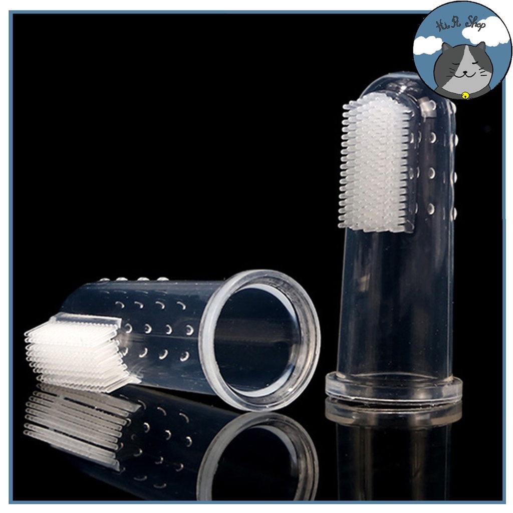 Bàn Chải Đánh Răng Silicone Mềm Gắn Ngón Tay Cho Thú Cưng