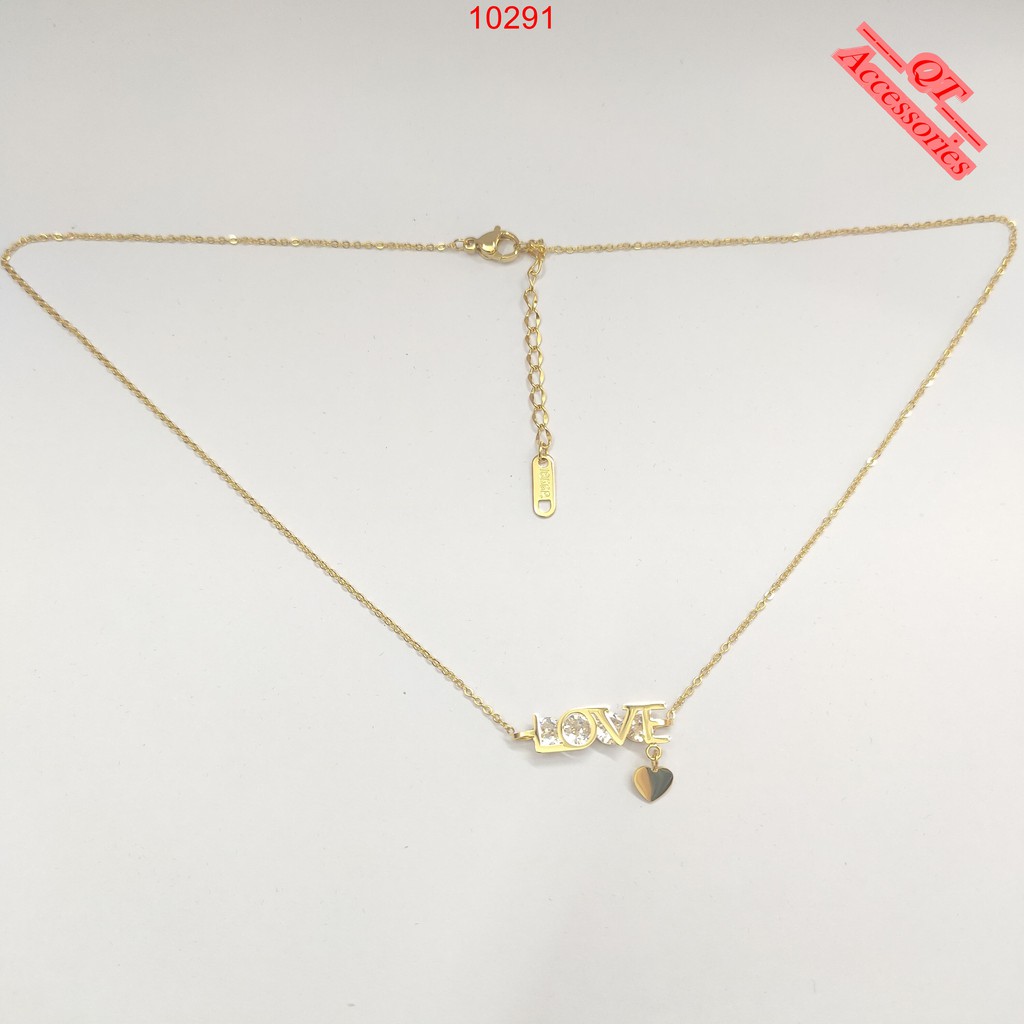 Dây chuyền titan mạ vàng 99k mặt chữ love trái tim siêu bền màu