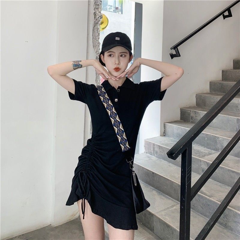 Đầm midi SUXI thiết kế dây rút bên hông màu sắc thanh lịch thời trang mùa hè dành cho nữ