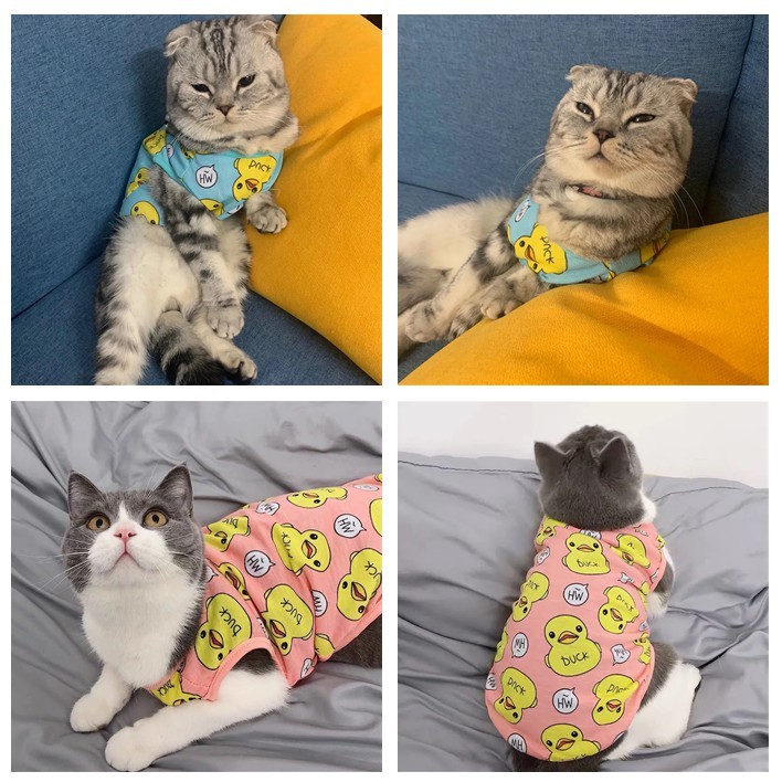 Áo thun không tay họa tiết hoạt hình dễ thương dành cho thú cưng