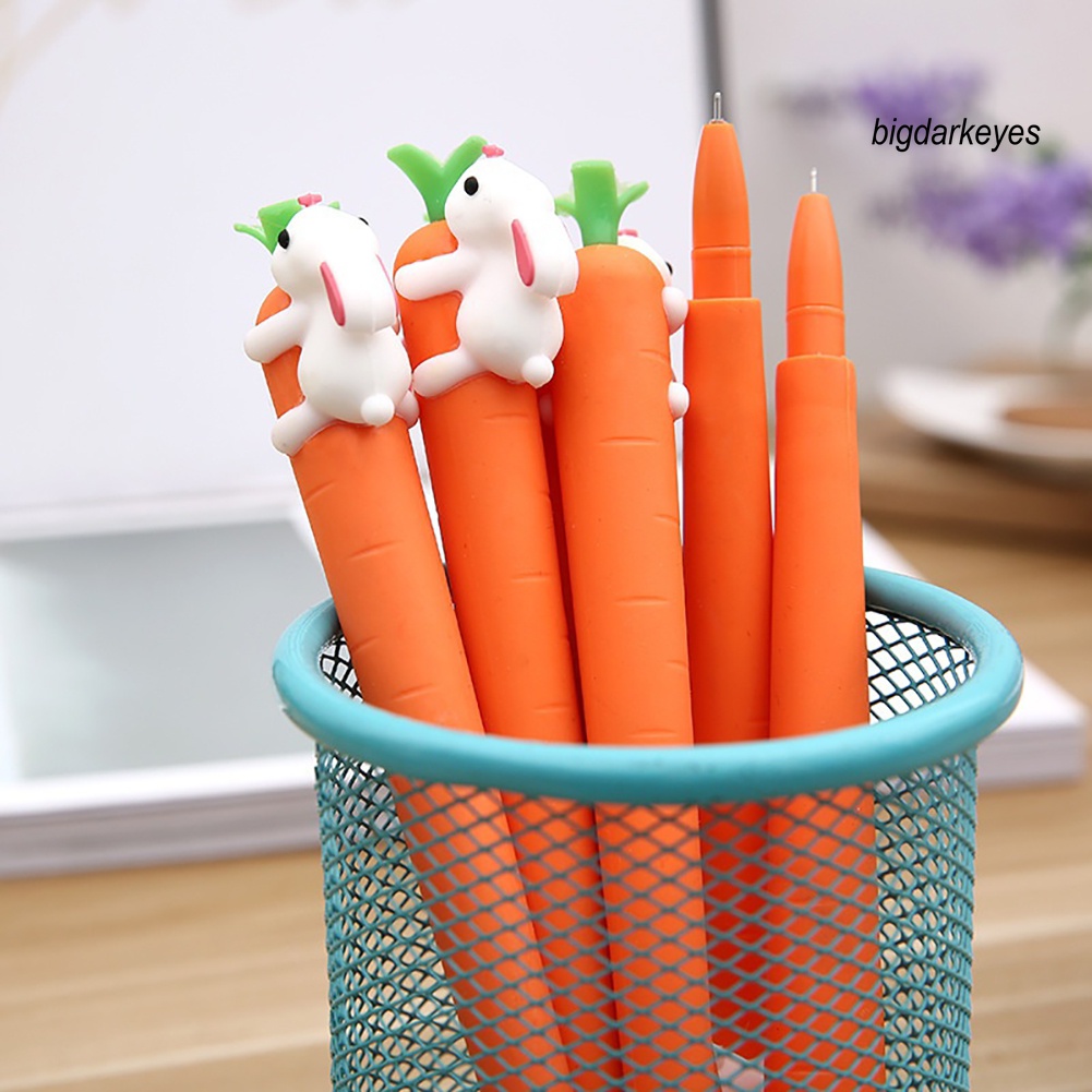 Bút Mực Gel Ngòi 0.5mm Vỏ Silicon Hình Thỏ Cà Rốt Dễ Thương