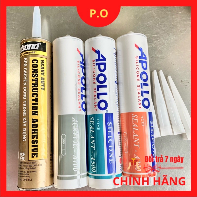 Keo Silicon Apolo A100,A200,A500, Keo Tybon Chuyên Dán Bề Mặt 300ml
