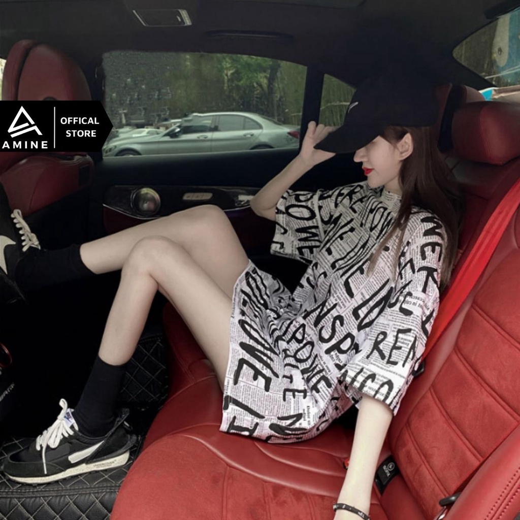 Áo phông nữ, Áo thun nữ Form rộng giấu quần họa tiết Love M14
