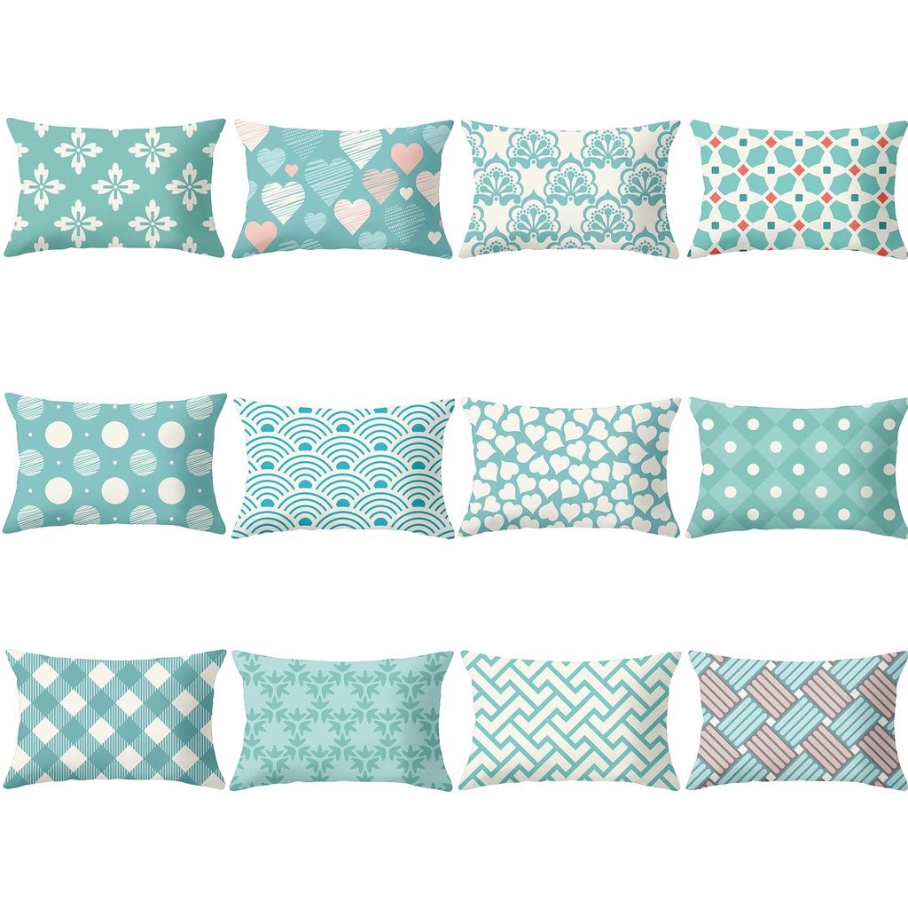 Bìa Đệm Xanh Aqua. 40 × 60.30 × 50.Vỏ Gối sofa Hai Mặt Trang Trí Nội Thất
