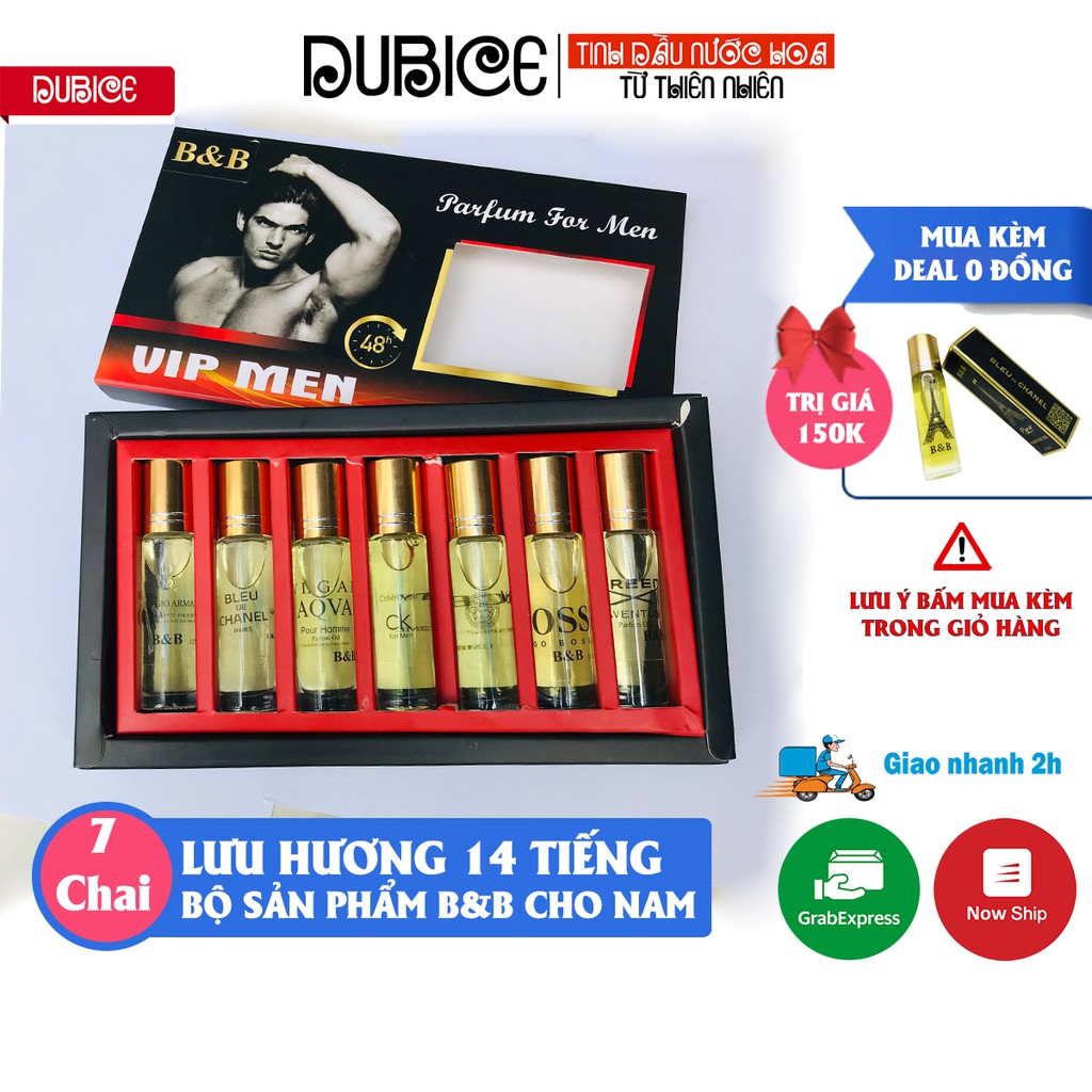[Lưu hương 14 tiếng] Bộ 7 chai tinh dầu nước hoa Nam BB, hàng cao cấp, dạng lăn 12ml