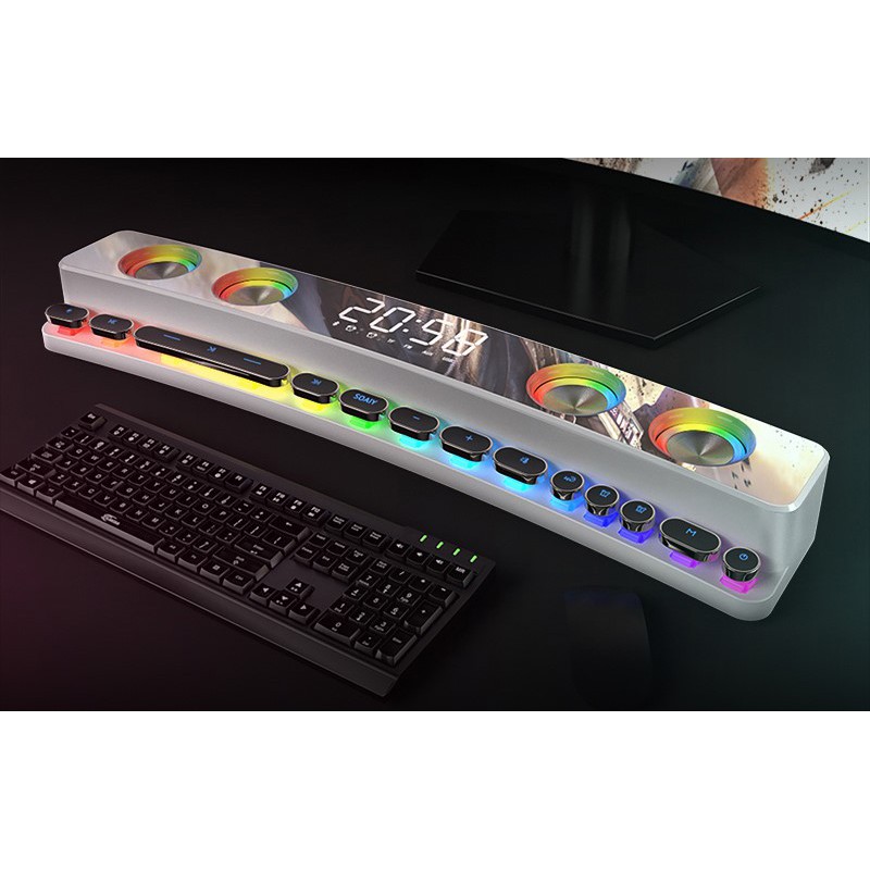 Loa Gaming Bluetooth, Loa Vi Tính SONY LED RGB Để Bàn Với Mặt Gương Cao Cấp, Âm Thanh Vòm 4D, Phím Cơ