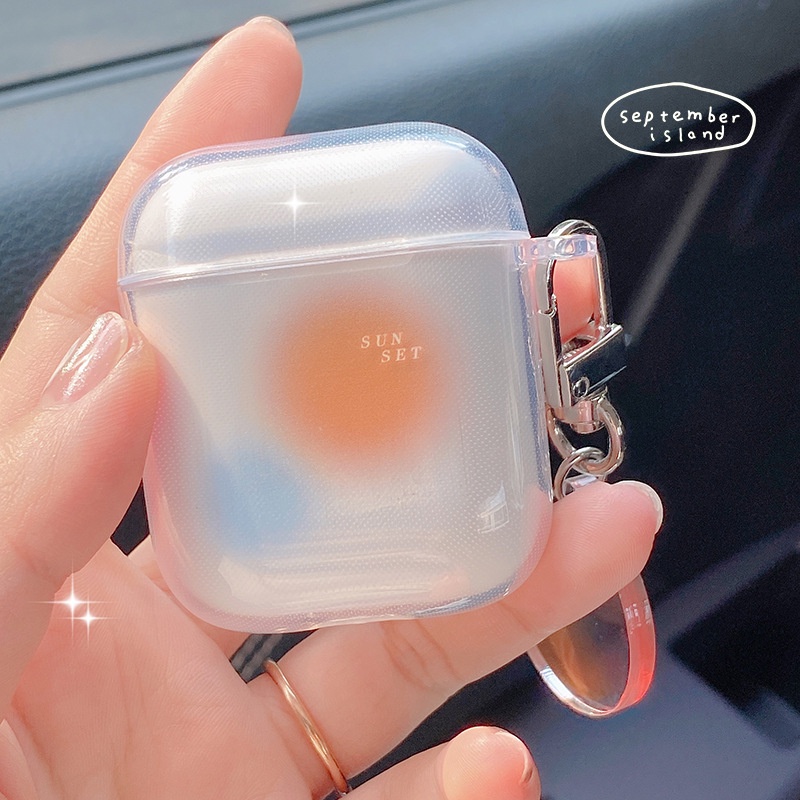 Vỏ Bảo Vệ Hộp Sạc tai nghe không dây Airpods 1 / 2 / Pro Bằng Silicon Mềm Màu Trơn Hình Hoàng Hôn