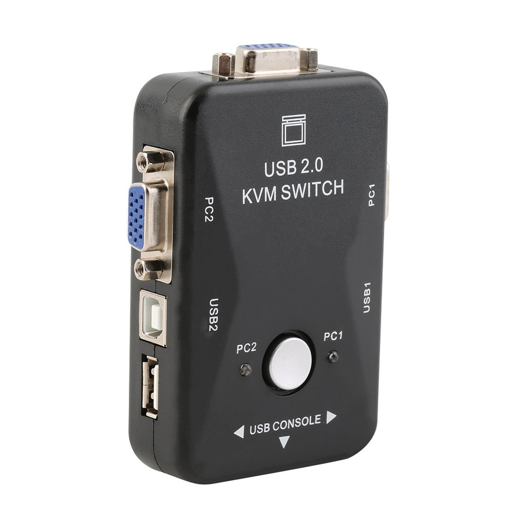 2 Ports USB 2.0 VGA/SVGA KVM Switch Box for Sharing Monitor Keyboard Mouse