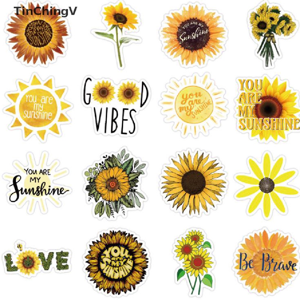Bộ 50 Miếng Dán Trang Trí Laptop / Ván Trượt / Ván Trượt / Hành Lý Hình Hoa Hướng Dương you are my sunshine