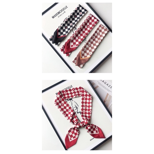 Khăn quấn túi xách kẻ ô size 100x5.5cm