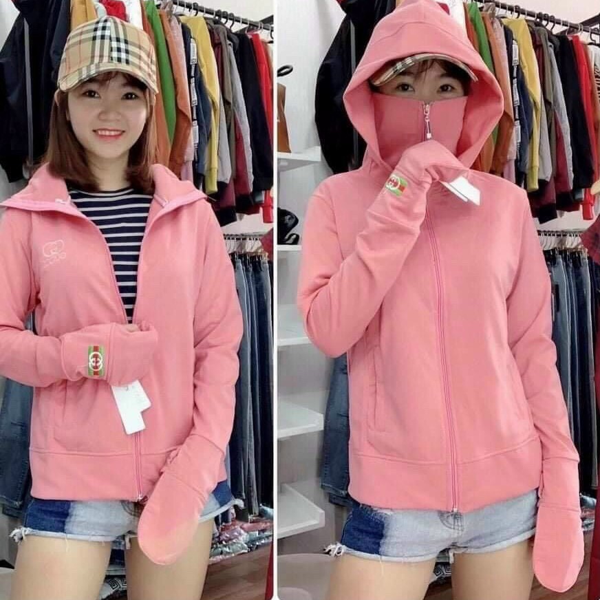Áo chống nắng tay phủ 3 trong 1 nhiều màu hàng đẹp dáng chuẩn - Xót ngón túi trong túi ngoài khóa kéo (có size lớn 75kg)