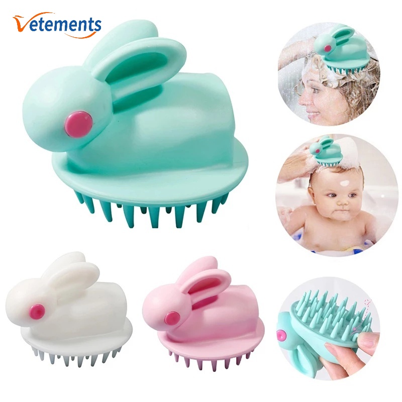 Bàn Chải Tắm Mát Xa Đầu Hình Thỏ Bằng Silicone Sáng Tạo Cho Người Lớn Và Trẻ Em