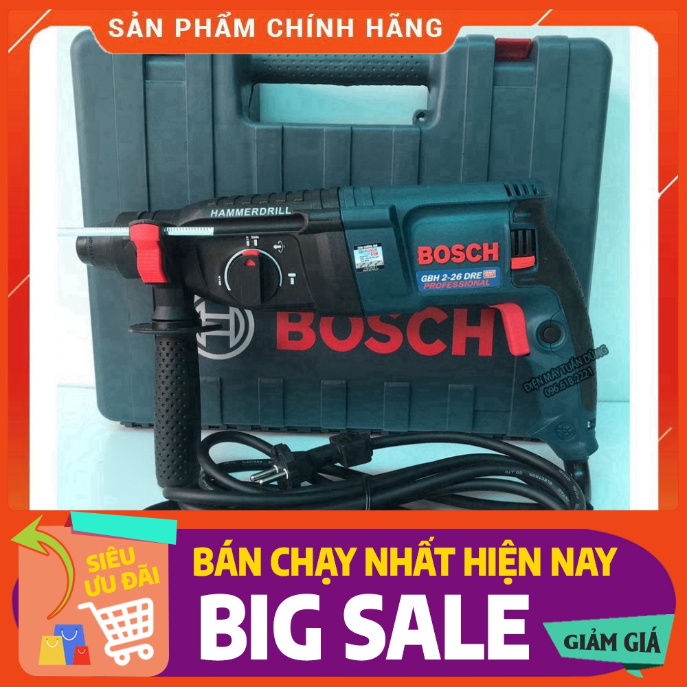 Máy khoan đục bê tông 3 chức năng Bosh 2-26 - Công suất 800w - Hàng công ty xuất dư - Có tem chống giả - Made in Germany