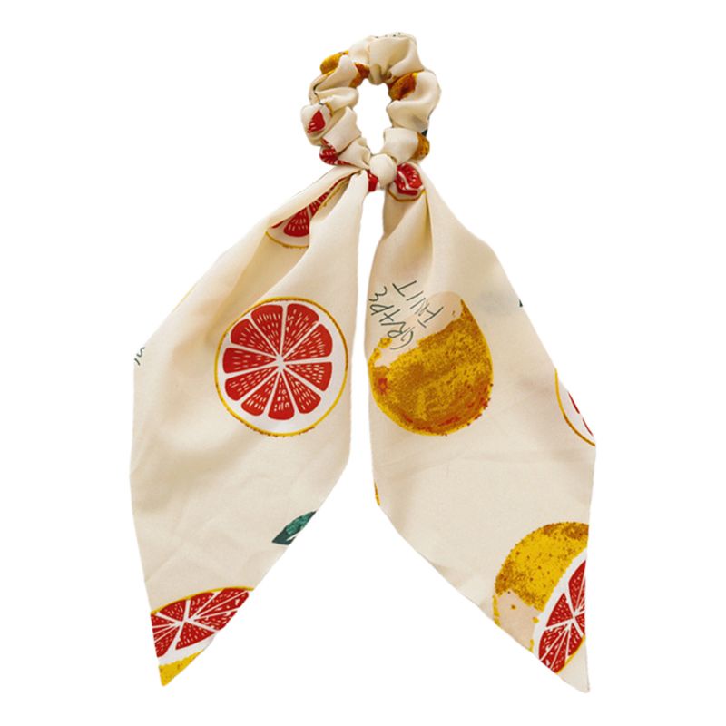 Dây Cột Tóc Ruy Băng Co Giãn Màu Kẹo Ngọt In Hình Quả Bưởi Dễ Thương Cho Nữ