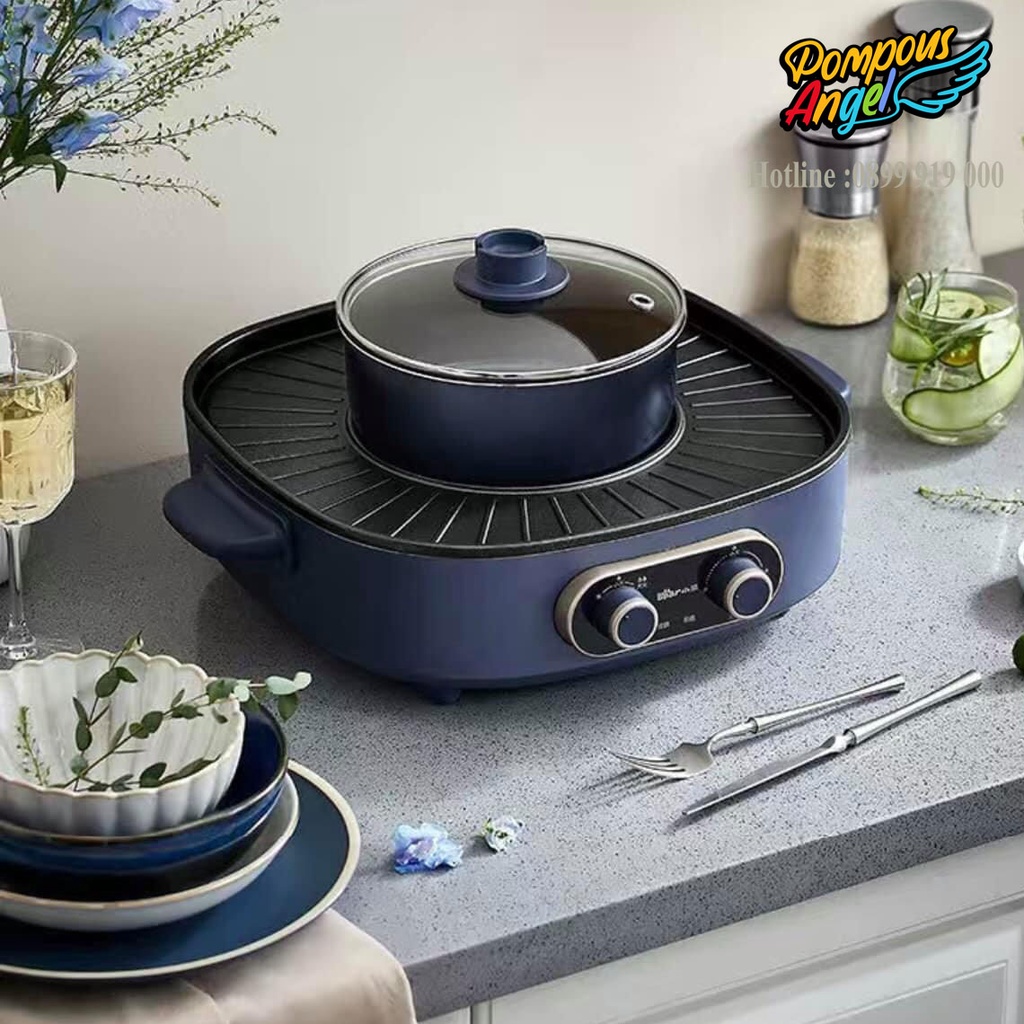 Bếp lẩu nướng đa năng 2in1 tháo rời BEAR DKL-B17C1 công suất 1700W ,màu xanh bảo hành 12 tháng