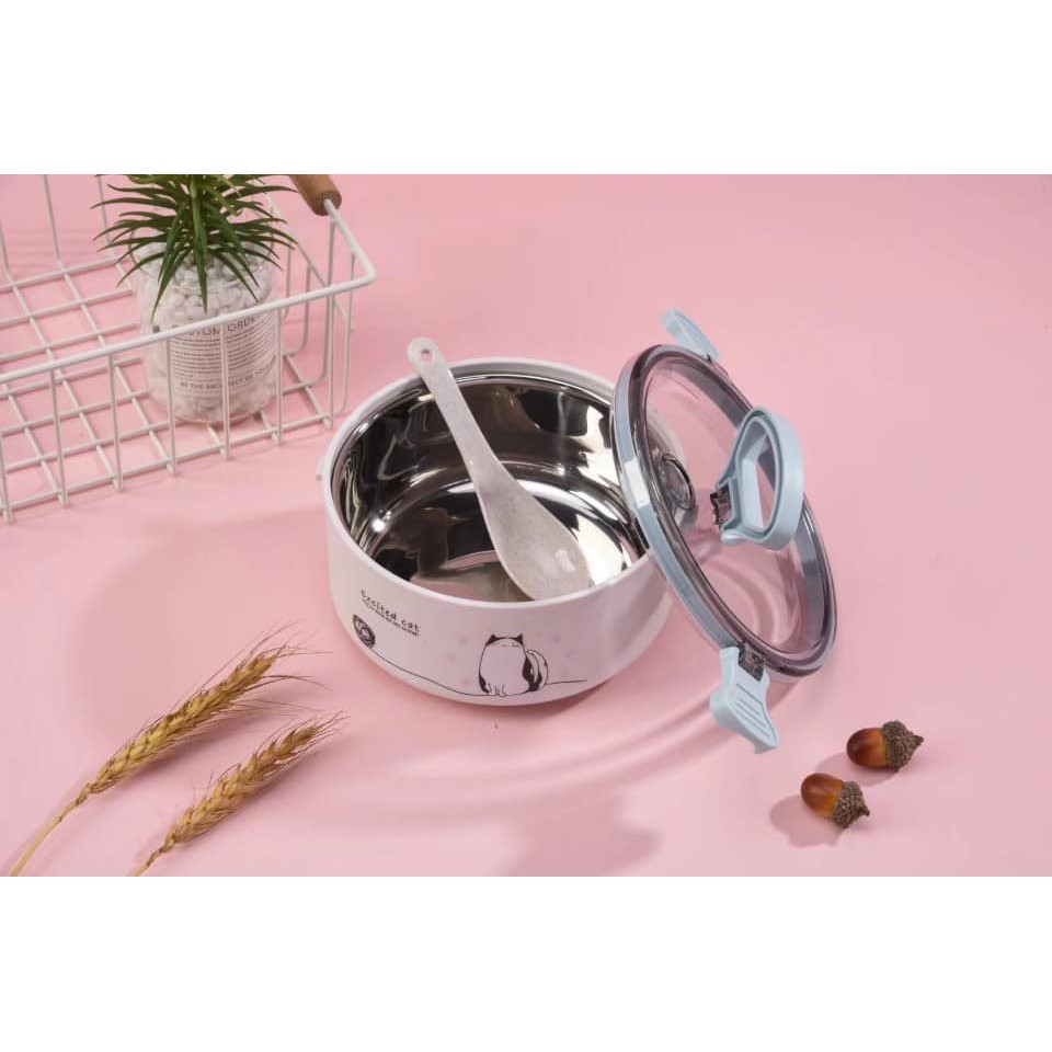 Cặp lồng giữ nhiệt 1 ngăn có nắp đậy bằng kính phiên bản mới nhất