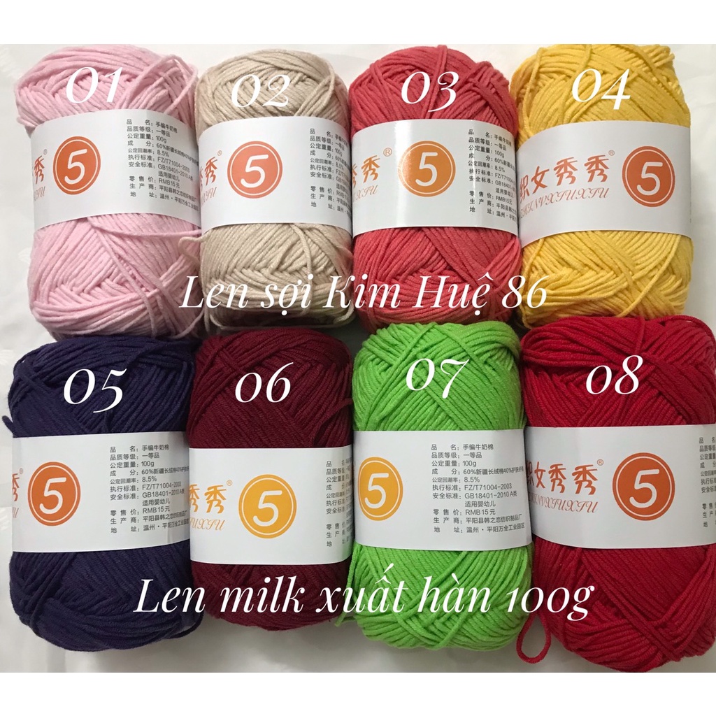 Len milk xuất hàn ( bảng màu 03) từ màu 41-48