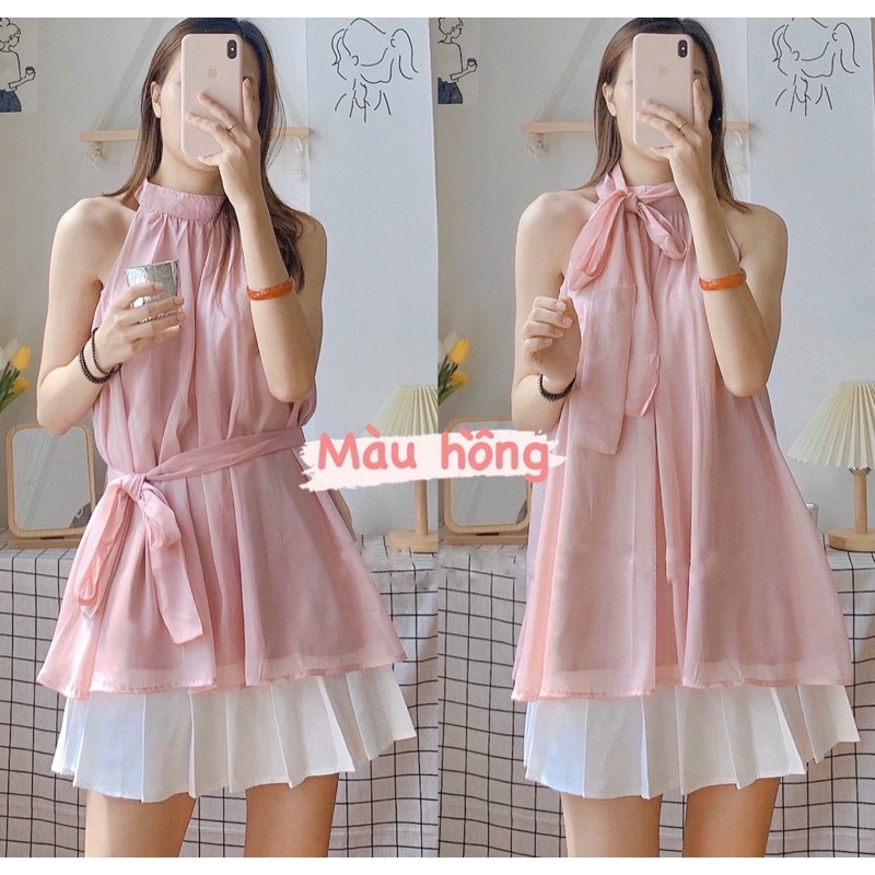 Áo voan tơ thắt nơ cách điệu ulzzang mẫu mới , Áo sơ mi nữ thiết kế không tay (video/ảnh thật/sẵn)
