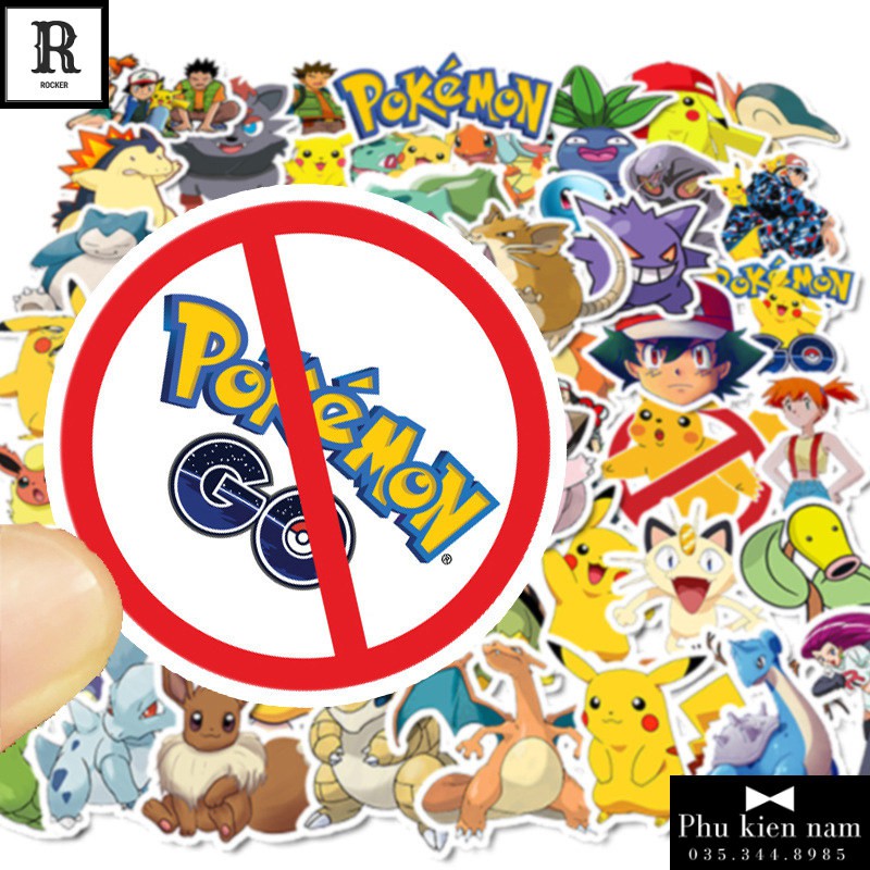 Sticker PVC Hoạt Hình Pikachu Cả bộ 50 hình ST076