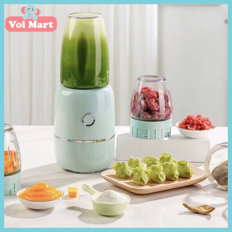 🍑NÂNG CẤP 6 LƯỠI🍑 Máy Xay Đa Năng 3 Cối Thủy Tinh Xay Đồ Ăn Dặm Cho Bé Và Gia Đình Siêu Tiện Lợi