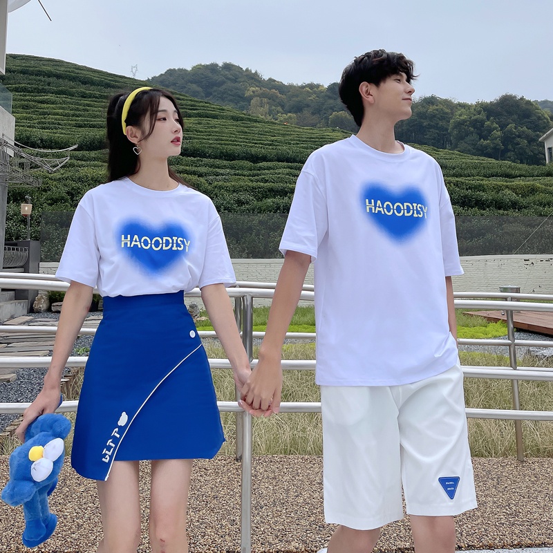Áo cặp nam nữ trái tim in chữ, áo thun unisex nam nữ, áo hot trend nữ nam