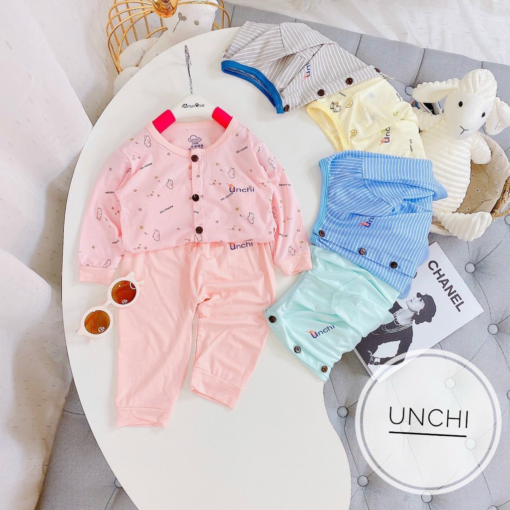 Đồ Bộ Dài Tay Unchi Cúc Giữa Chất Modal Gỗ Sồi Cao Cấp Cho Trẻ Sơ Sinh(Newborn) - 14Kg Namkidshop (QATE339)