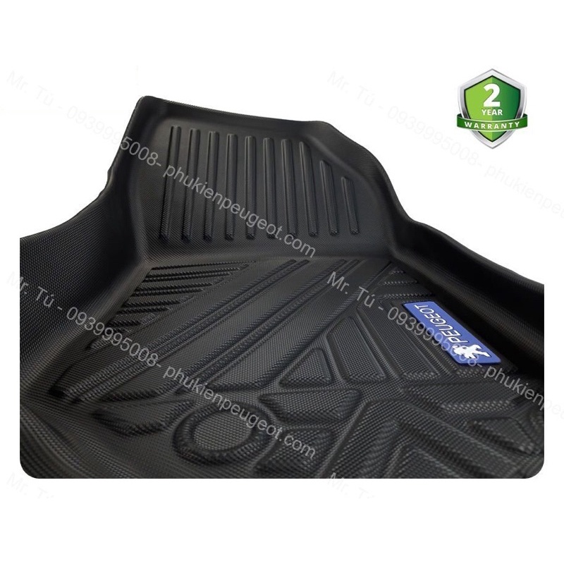 Thảm lót sàn Peugeot 2008 chất liệu nhựa TPV cao cấp chống thấm chống trơn trượt logo Peugeot dập nổi