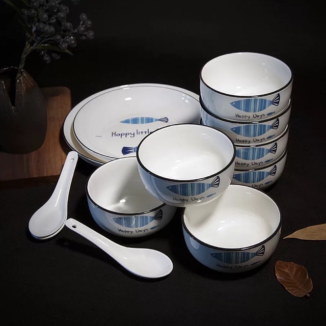 Set bát đĩa thìa đũa dễ thương