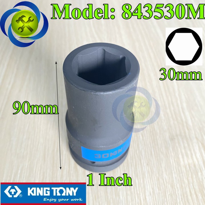 Tuýp 30mm 1 inch Kingtony 843530M loại ngắn 6 cạnh màu đen