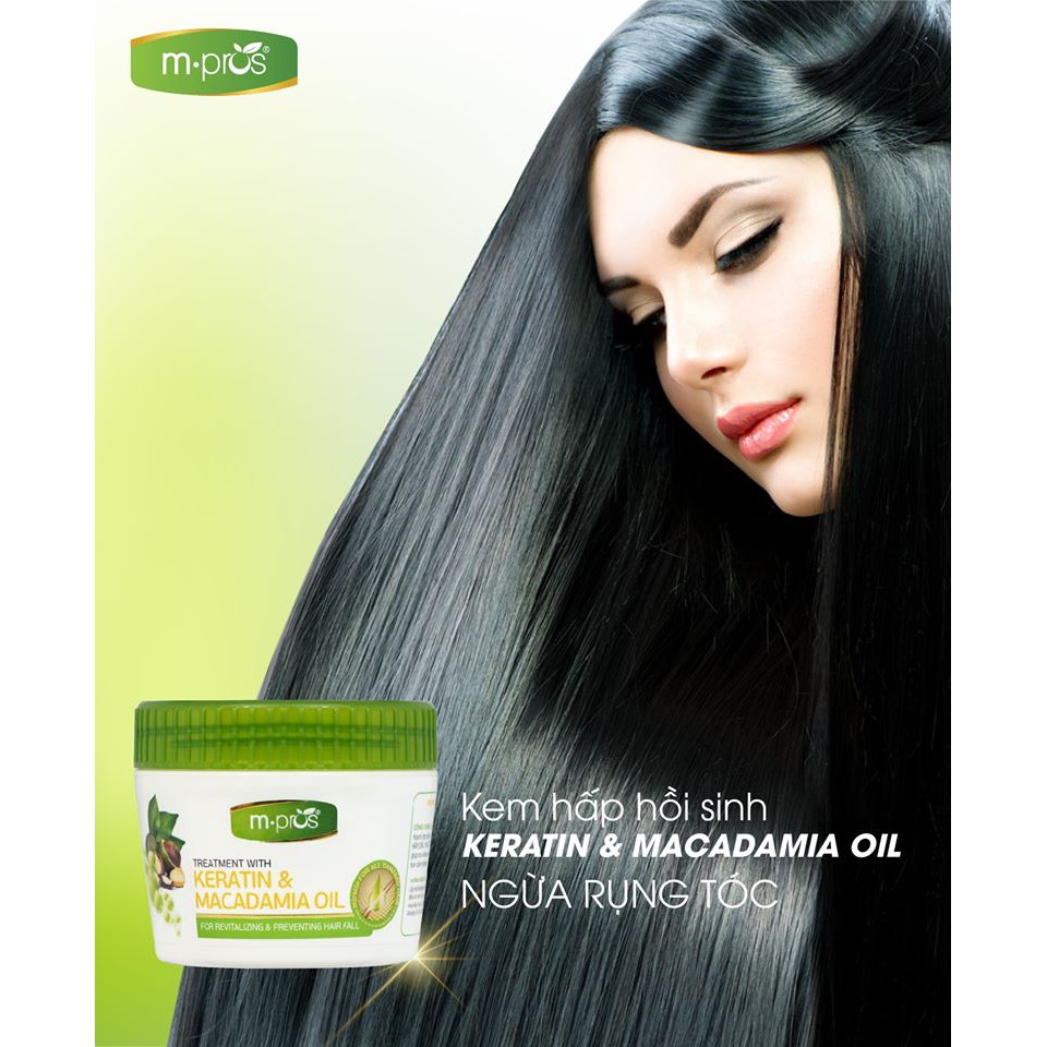 Kem Hấp Hồi Sinh Keratin &amp; Macadamia Oil Ngừa Rụng Tóc M.PROS 300ml