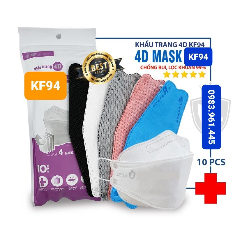 [Combo 50 chiếc] Khẩu trang 4D mask KF94 Hàn Quốc siêu thoáng siêu kín