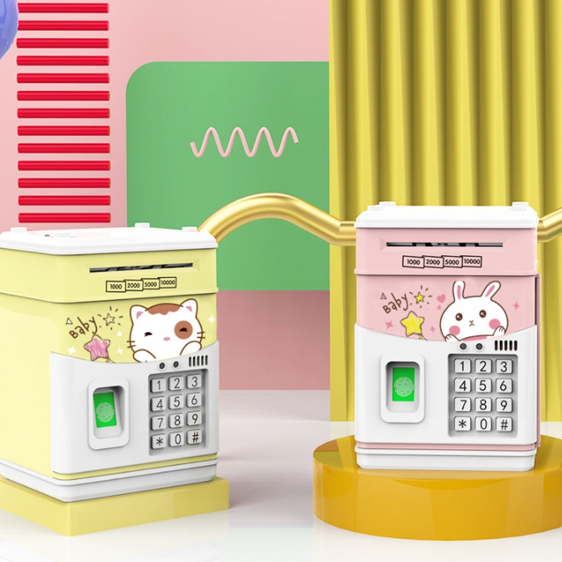 Ống Heo Tiết Kiệm Điện Tử Hình Mèo Hồng Có Mã Số Cho Bé