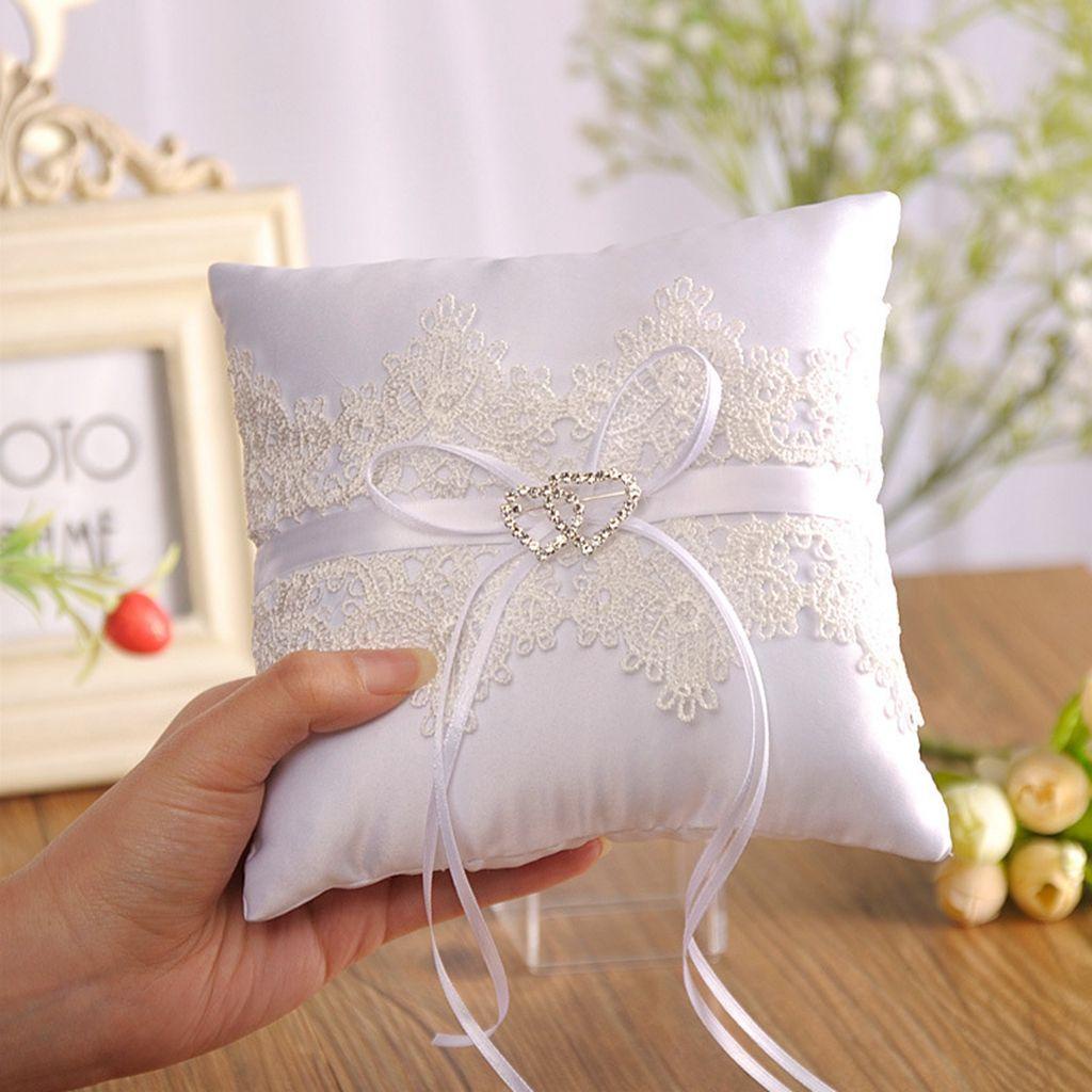 1 Chiếc Gối Nhẫn Cưới Sáng Tạo Với Ruy Băng Satin ​Gối Để Nhẫn Trang Trí Lãng Mạn