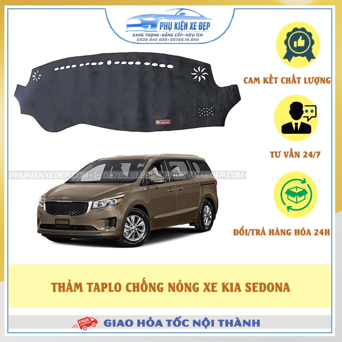 Thảm taplo ô tô lông cừu HÀNG LOẠI I xe KIA SEDONA chống nóng có 3 lớp chống trượt