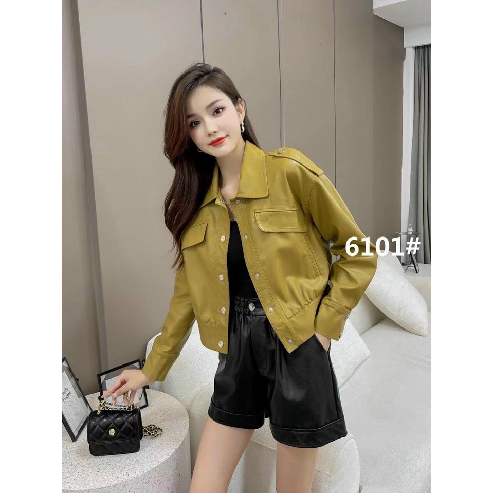 Áo khoác da cổ bẻ hàng Quảng Châu Cao Cấp