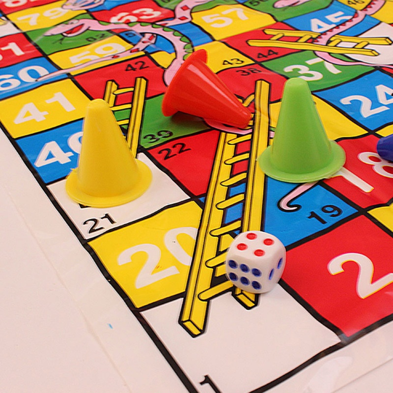 SUN Snake Ladder Educational Kids Toys Interesting Portable Flying Chess Family Party Board Game Set