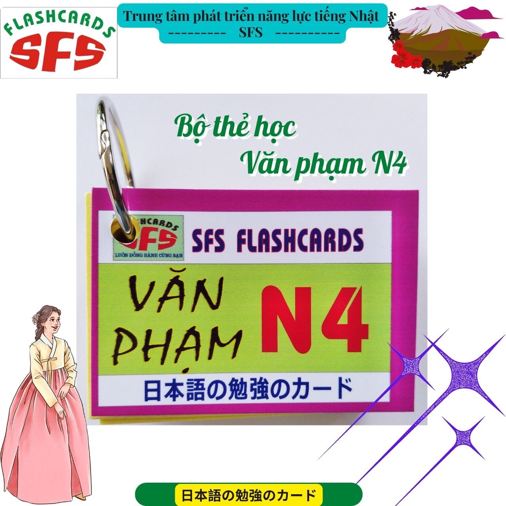 Bộ thẻ học tiếng Nhật N4 SFS theo giáo trình Minna từ bài 26-50: Kanji N4, văn phạm và từ vựng