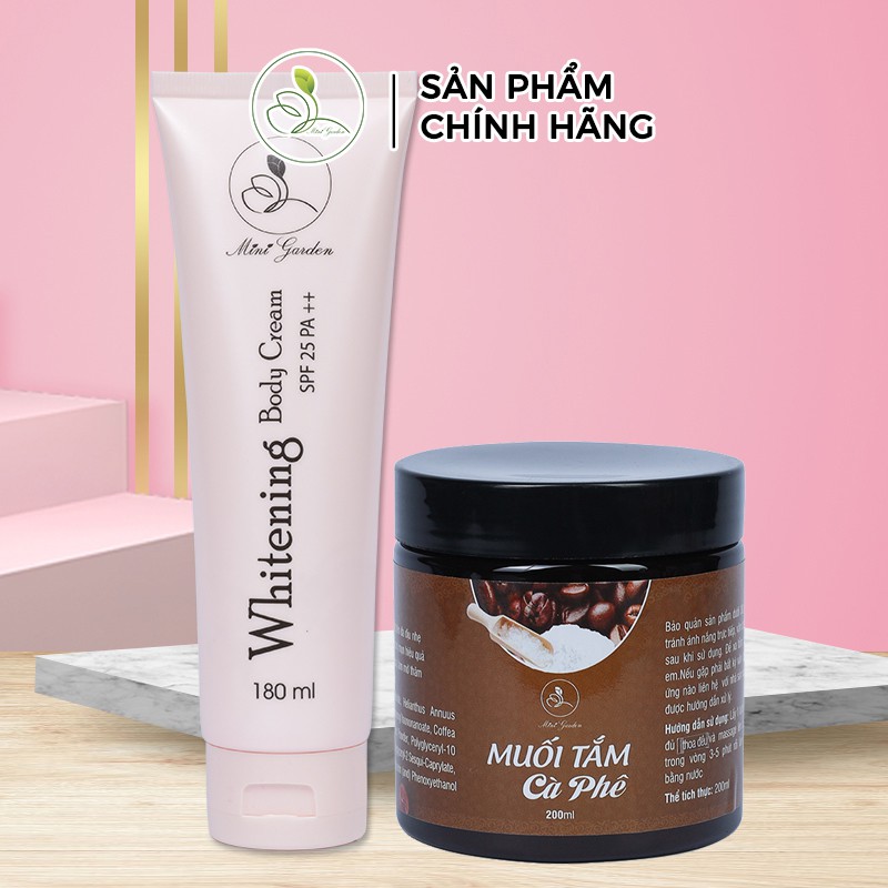 [HOT] Bộ Chăm Sóc Trắng Da 180ml  Minigarden (Kem Body Cream SPF 25 PA ++ 180ml + Muối Tắm Cafe 200 gram) PV1018