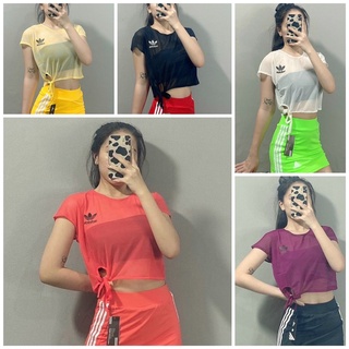 Áo Croptop Tập Gym Yoga Nữ Vải Thun Lưới Cột Dây DAS
